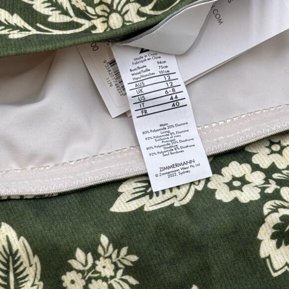 🆕 ZIMMERMANN 🧿 NWT Paisley Bandeau 1PC Swim Suit, Khaki Cream - Sz 2 US 6 - Picture 15 of 16
